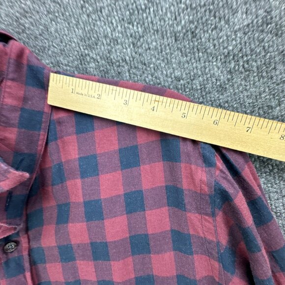 Teddy‎ Stratford Shirt Mens 3 M/L Maroon Blue Zip Button Up Check Cotton Pockets - Picture 12 of 16